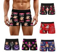 Boxer personnalisé pour homme avec photo - Boxer personnalisé avec visage - Short amusant pour homme - Cadeaux personnalisés pour la Saint-Valentin, un anniversaire, un mariage - Cadeaux pour lui - S