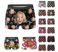 Boxer personnalisé pour homme avec photo, cœurs d'amour personnalisés avec photo - Cadeau amusant et grossier pour la Saint-Valentin, un anniversaire, Noël, un anniversaire de mariage, S à 5XL, #001