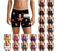 Boxer personnalisé pour homme avec photo, cœurs d'amour personnalisés avec photo - Cadeau amusant et grossier pour la Saint-Valentin, un anniversaire de mariage, #031-, XL