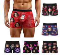 Boxer personnalisé pour homme avec photo, cœurs d'amour personnalisés avec photo - Idée cadeau amusante et grossière pour la Saint-Valentin, un anniversaire, Noël, un anniversaire de mariage, S à 3XL
