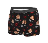 Boxer personnalisé pour homme avec photo de visage de petite amie, épouse, cadeau de Saint-Valentin pour lui, petit ami, mari, Style O, L court