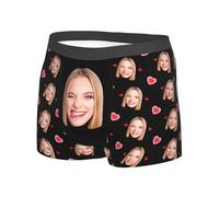 Boxer personnalisé pour homme avec photo de visage de petite amie, épouse, cadeau de Saint-Valentin pour lui, petit ami, mari, Style c, M/taille courte