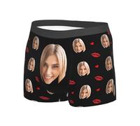 Boxer personnalisé pour homme avec photo de visage de petite amie, épouse, cadeau de Saint-Valentin pour lui, petit ami, mari, Style e, M/taille courte