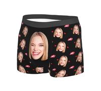 Boxer personnalisé pour homme avec photo de visage de petite amie, épouse, cadeau de Saint-Valentin pour lui, petit ami, mari, style d, M/taille courte
