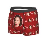 Boxer personnalisé pour homme avec photo de visage de petite amie, épouse, cadeau de Saint-Valentin pour lui, petit ami, mari, Style B, S/taille courte