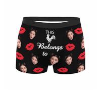 Boxer personnalisé pour homme avec photo visage - Cadeau amusant pour la Saint-Valentin, un anniversaire, un mari, un petit ami, 01-1-Blanc, XXL