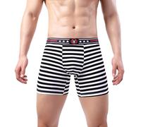 Boxer Personnalisé pour Homme en Microfibre Pyjama Homme Boxer Long en Dentelle tricotée Taille Haut Sexy Respirants et Légers pour Hommes Caleçon Rayé pour Hommes Boxer Homme Doux