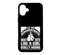 Boxer pour Fille avec Inscription « Hits Like a Girl » Coque pour iPhone 16 Plus