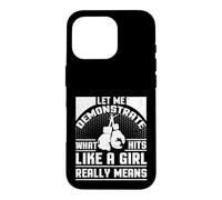 Boxer pour Fille avec Inscription « Hits Like a Girl » Coque pour iPhone 16 Pro