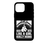 Boxer pour Fille avec Inscription « Hits Like a Girl » Coque pour iPhone 16 Pro Max