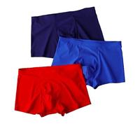 Boxer pour Homme -3 Pièces Hommes sans Couture Glace Soie Culottes Été Mince Doux Lingerie Couleur Unie Respirant Sexy Taille Basse Shorts, XXL