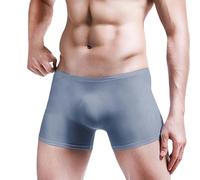Boxer pour homme 3XL, short rétro, en soie glacée, respirant, ultra léger, rafraîchissant, sous-vêtement de sport confortable et très élastique, sous-vêtement érotique pour homme, gris, XXL