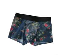 Boxer pour homme à imprimé floral en tissu transparent ultra fin avec poche bombée pour un look lingerie (L A)