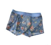 Boxer pour homme à imprimé floral en tissu transparent ultra fin avec poche bombée pour un look lingerie (3XL B)