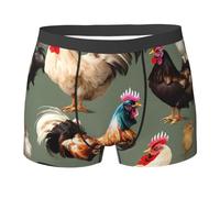 Boxer pour Homme à imprimé Poulet et Coq, sous-vêtement Respirant et Extensible pour Une Utilisation Quotidienne Active.