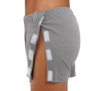 Boxer pour homme à ouverture latérale - Sous-vêtements de soin détachables pour hommes après une opération - Slip en coton uni pour les personnes âgées - Facile à mettre et à enlever, gris clair, 3XL