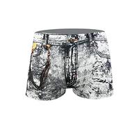 Boxer pour homme au look denim avec design imprimé, confortable et respirant, avec taille élastique pour un ajustement optimal, Blanc., 3XL