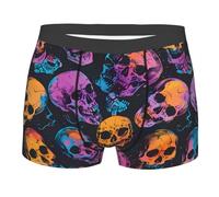 Boxer pour homme avec imprimé tête de mort, doux, confortable, respirant, entrejambe de 10,2 cm, Tête de mort 2., XL