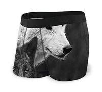 Boxer pour homme avec loup noir et blanc, Noir , XL
