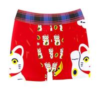 Boxer pour homme avec motif chat néko porte-bonheur sur fond rouge, multicolore, Medium-Large