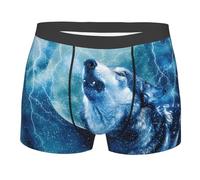 Boxer pour homme avec motif de loup de tonnerre élastique adapté pour les loisirs, le sport et les affaires, Noir , S