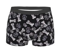 Boxer pour homme avec motif empreintes de pattes de chien, sous-vêtements extensibles et respirants, évacuation de l'humidité, avec ceinture confortable et flexible