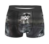 Boxer pour homme avec motif loup élastique et doux, adapté pour les loisirs, le sport et les affaires, Noir , XXL