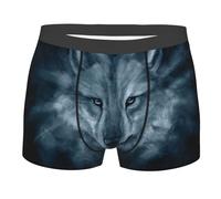 Boxer pour homme avec motif loup - Short élastique doux - Convient pour les loisirs, le sport et les affaires, Noir , XXL