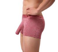 Boxer pour homme avec poche en forme d'éléphant - Taille large - Extensible - Taille basse - Anti-frottement - Léger - Avec poche 3D - Sous-vêtements confortables, Rouge, S
