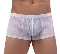 Boxer pour homme avec poche pour balles - Œillets - Soutien sportif - Taille basse - Amélioration des renflements - Respirant et confortable - Classique, blanc, L