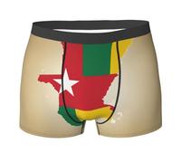 Boxer pour Homme Carte du Drapeau du Togo avec Une Étoile Blanche Boxer Homme Doux Caleçon pour Hommes Respirant Boxeur Extensible Sports pour Adaptés À Toutes Occasions Petit Ami XXL