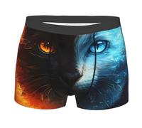 Boxer pour Homme Chat De Feu Rouge Et Bleu Caleçon pour Hommes Doux Caleçon Boxeur Durabilité sous-Vêtement pour Élastique Sports Adaptés À Toutes Occasions L