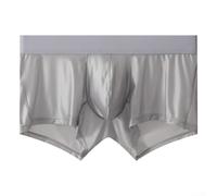 Boxer pour homme de couleur unie avec taille basse et tissu en soie glacée semblable au satin pour une utilisation toute l'année (gris clair)
