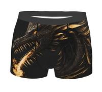 Boxer pour Homme Dragon De Feu Noir Et Or Boxer Homme Élégant Boxeur Extensible Confortables sous-Vêtement pour Élastique Sports Adaptés À Toutes Occasions XL