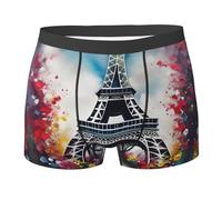Boxer pour Homme Eiffel Tower Paris Painting Boxer Homme Confortables Boxeur Extensible Doux Caleçon pour Hommes pour Sports Adaptés À Toutes Occasions Anniversaire S