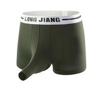 Boxer pour homme en soie glacée avec ouverture en forme d'éléphant, fin, avec poche de séparation, sous-vêtements, courts, confortables, respirants, tendance, vert, M