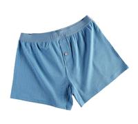 Boxer pour homme fabriqué en coton et élasthanne, le profil mi-taille assure une couverture équilibrée et une facilité de mouvement (taille L) bleu