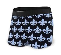 Boxer pour homme Fleur de lys French Ephemera Sous-vêtement stretch avec pochette, Noir , XL