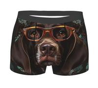 Boxer pour Homme German Shorthaired Pointer in Glasses sous-Vêtement Élégant Caleçon pour Hommes Confortables Boxeur Extensible pour Élastique Sports Anniversaire