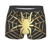 Boxer pour Homme Gold Spider on The Web Caleçon Boxeur Doux Boxeur Extensible Durabilité Caleçon pour Hommes pour Sports Élastique Petit Ami M