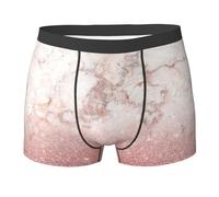 Boxer pour Homme, Imitation Rose, Or Rose, Paillettes, Blanc, Effet marbre ombré, Confortable, Doux et Extensible
