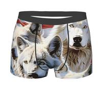 Boxer pour homme imprimé bananes doux, confortable et respirant avec entrejambe de 10,2 cm, Loup des États-Unis 6, L