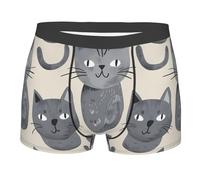 Boxer pour homme imprimé chats doux, confortables et respirants avec entrejambe de 10,2 cm, Chats 2, XL