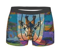 Boxer pour homme imprimé cornichon vert, doux, confortable, respirant, entrejambe de 10,2 cm, Girafe 5, XL