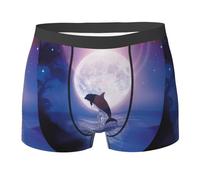 Boxer pour Homme, imprimé Dauphin sautant au Clair de Lune, Confortable, Doux et Extensible