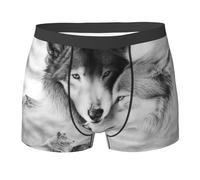 Boxer pour Homme, imprimé Loup Noir et Blanc, Confortable, Doux et Extensible
