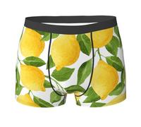 Boxer pour Homme, Motif Citrons Aquarelle Jaune Vif, Confortable, Doux et Extensible