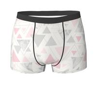 Boxer pour Homme, Motif géométrique, Triangle, marbre, Rose, Gris, Argent, Confortable, Doux et Extensible