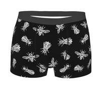 Boxer pour homme Motif œil d'abeille Blanc Sous-vêtements élastiques doux Convient pour les loisirs, le sport et les affaires, Noir , XXL