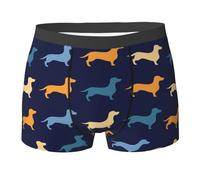 Boxer pour Homme, Motif Teckel Bleu et Orange, Confortable, Doux et Extensible